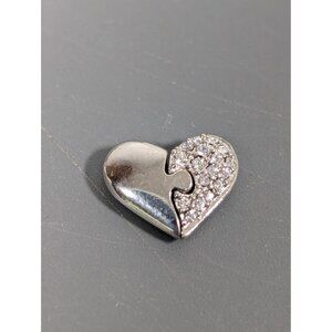 Origami Owl Two Piece Heart Floating Charm Puzzle Piece‎ Rhinestone Pave